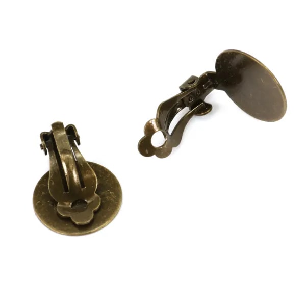 Support clip for cabochon of 18mm to stick, of brass color x 8pcs