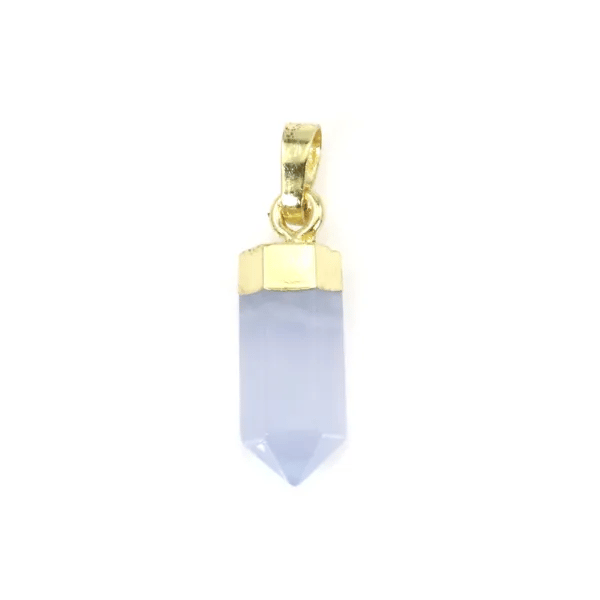 Ciondolo a punta in calcedonio - Dorato in oro fino - 6x16 mm x 1 pezzo