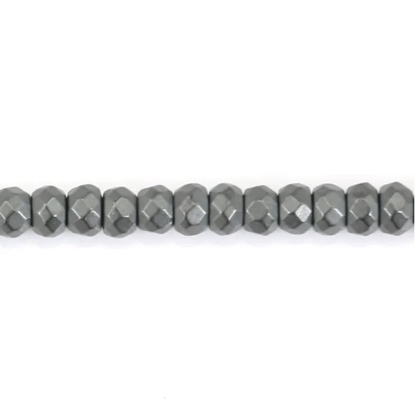 Hématite  mate rondelle facette 2x3mm x 40cm