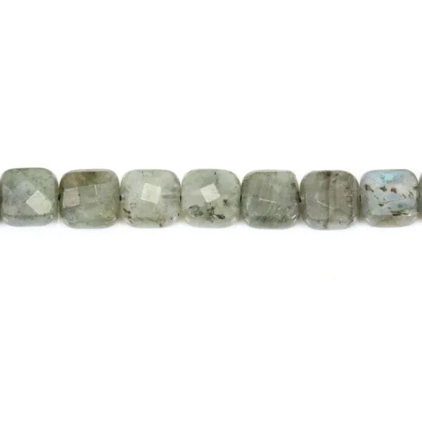Labradorite grise, en forme de carré facetté, 8mm x 40cm