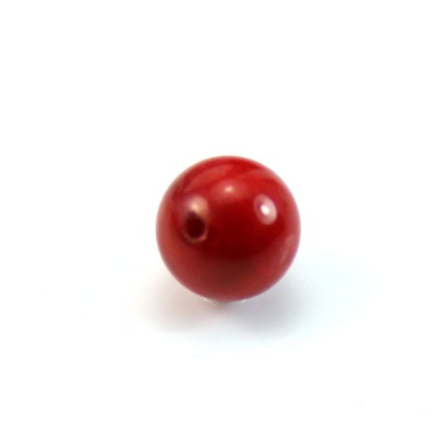 Bambou de mer rouge, semi-percé d'un côté, ronde 8mm x 1pc