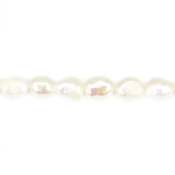 Perle de culture d'eau douce, blanche, baroque, 6-8mm x 36cm
