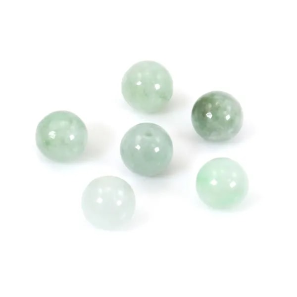 Jade nature semi-percé rond 8mm  x 2pcs