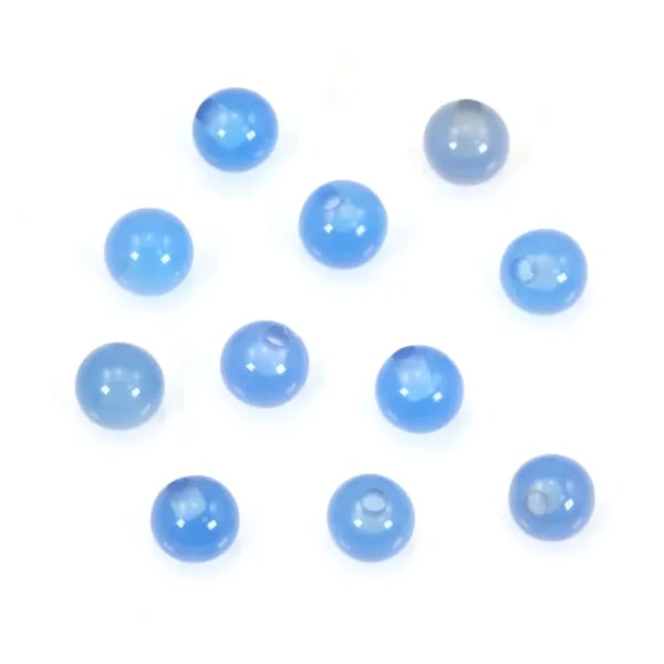 Agate teinté bleu semi-percée 4mm x 2pcs
