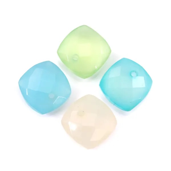 Pendentif calcédoine bleu facette 10mm x 1pc