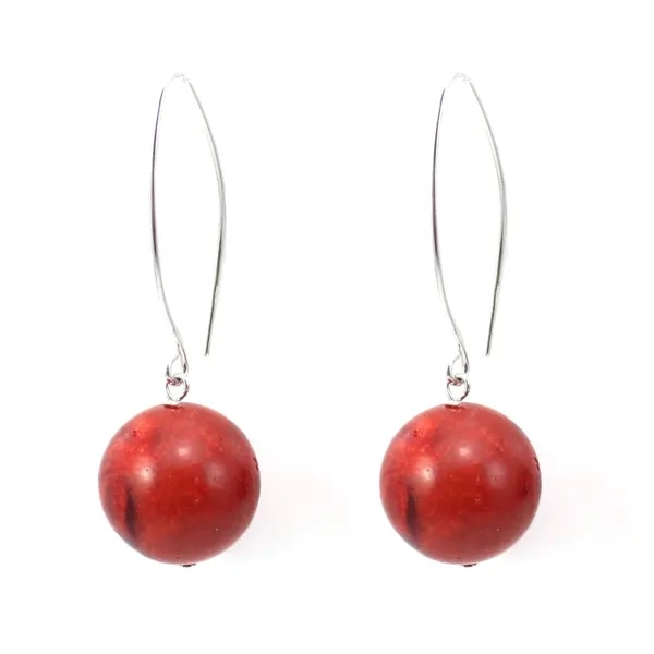 Boucle d'oreille argent 925 Corail éponge 14mm x 2pcs 