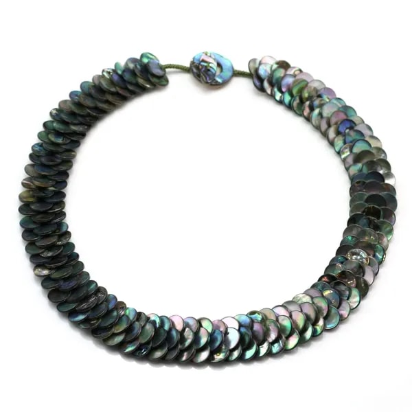 Collier simple nacre grise abalone