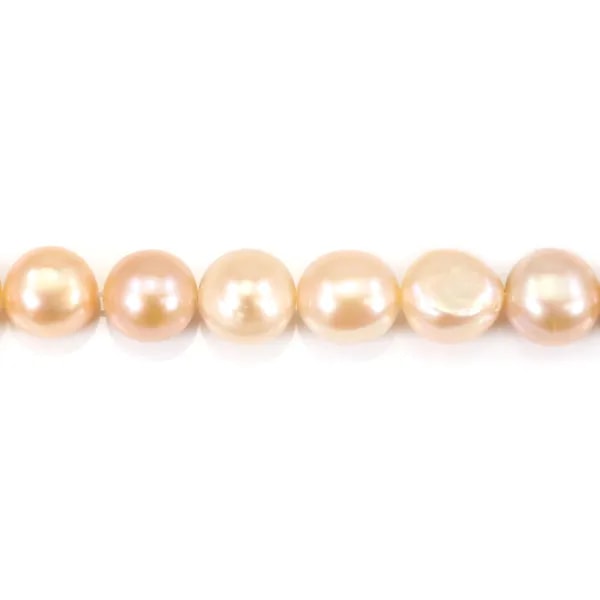 Perles de culture d'eau douce, saumon, baroque, 13-15mm x 40cm
