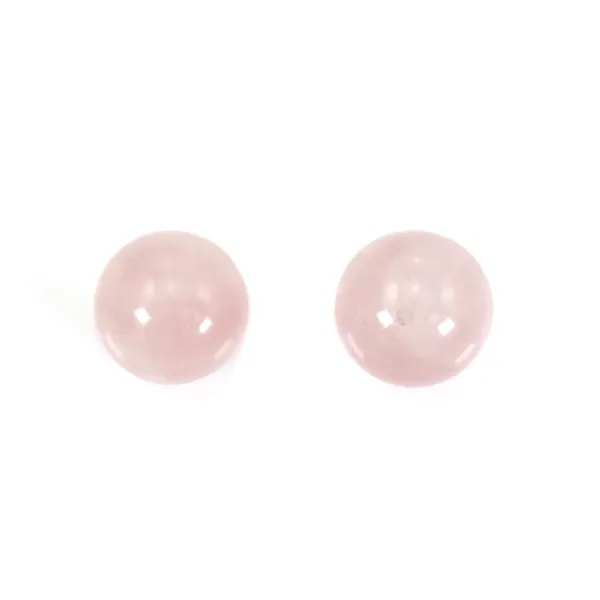 Pink quartz, half drilled, round 6mm x 4pcs