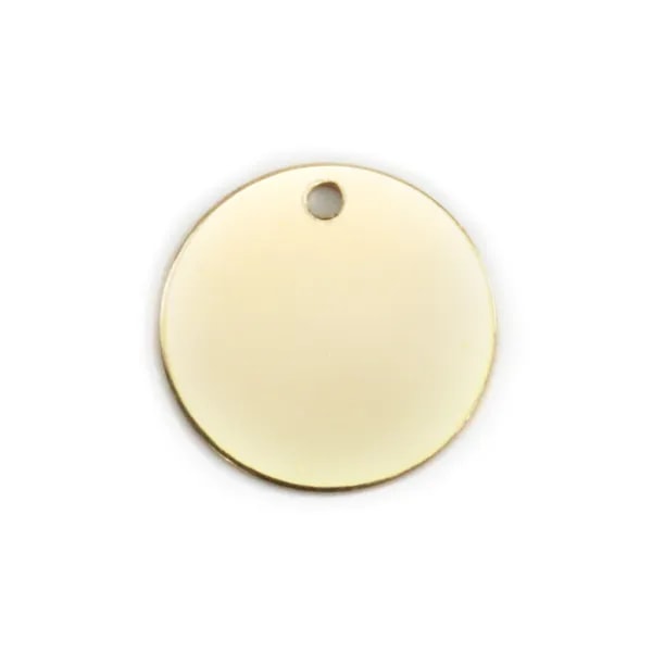 Breloque ronde médaille à graver en gold-filled, 11mm x 1pc