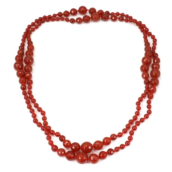 Sautoir agate rouge rond x 140cm