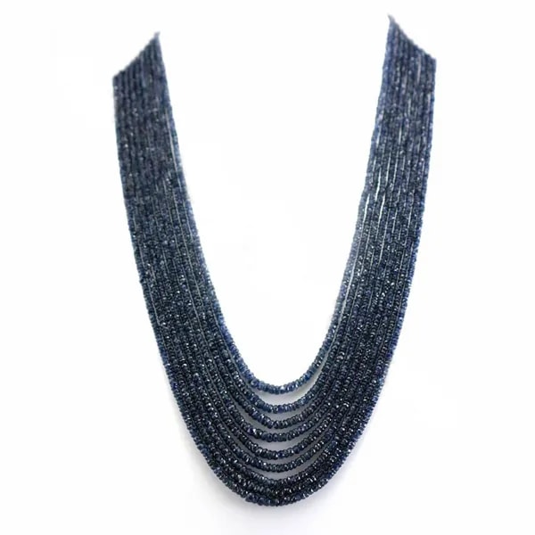 Collier 7 rangs rubis saphir émeraude rondelle facette 2.9-3.7mm