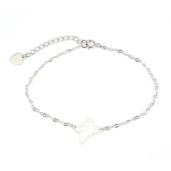 Bracelet chaîne argent 925 papillon en nacre blanc