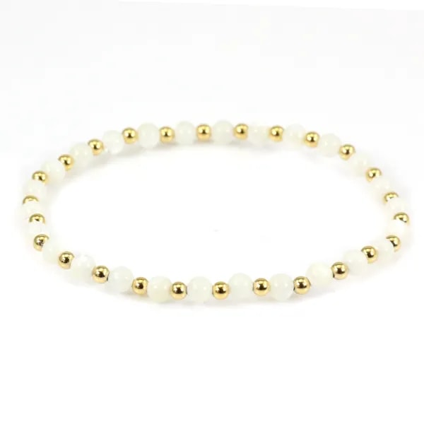 Bracelet Aquamarine & Morganite 4mm with golden pearl x 1pc