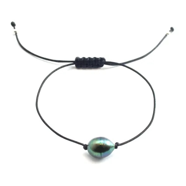 Bracelet cordon perle d'eau douce grise