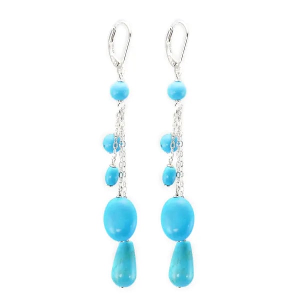 Earring Silver 925 reconstructed turquoise dormeuse x 2pcs