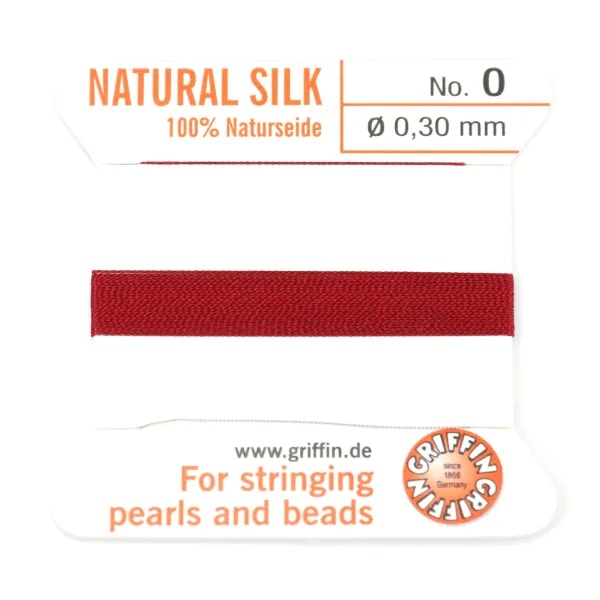 Fil de soie 0.3mm attaché à une aiguille grenat x 2m