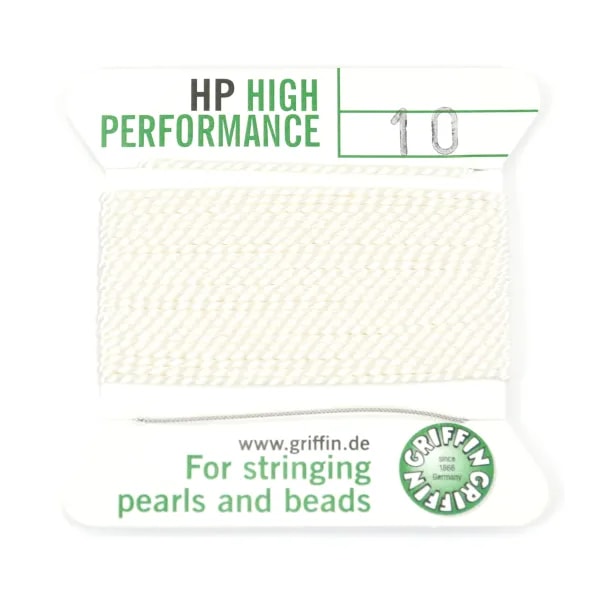 Fil haute performance blanc 0.80mm attaché à une aiguille x 2m