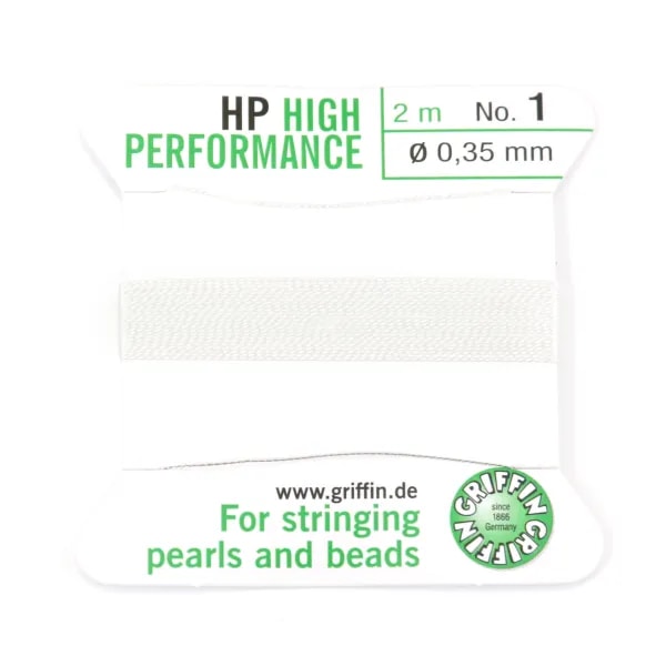 Fil haute performance blanc 0.35mm attaché à une aiguille x 2m
