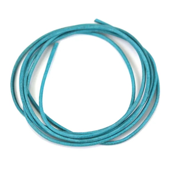 Ruban de cuir vachette turquoise 1.3mm x 1m