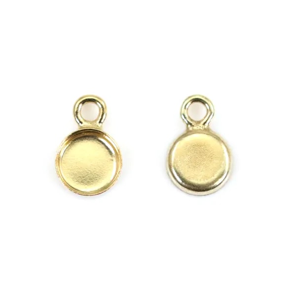Conjunto de pingentes em ouro para cabochão redondo de 3 mm x 1 unidade