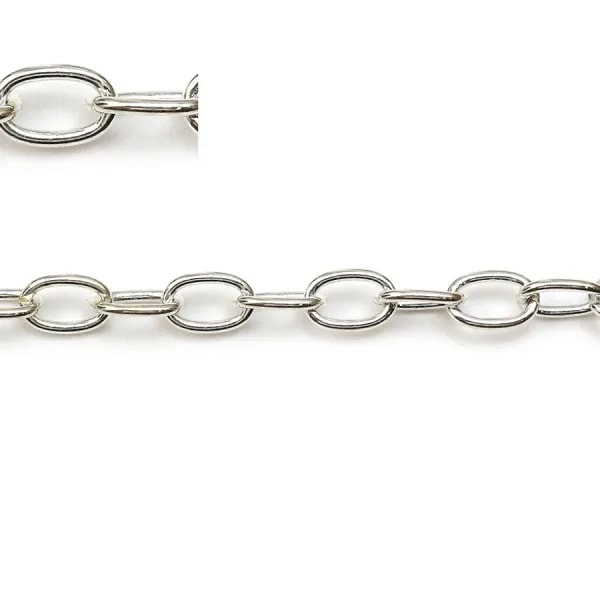 Chaîne argent 925 ovale 3x4x0.7mm x 50cm
