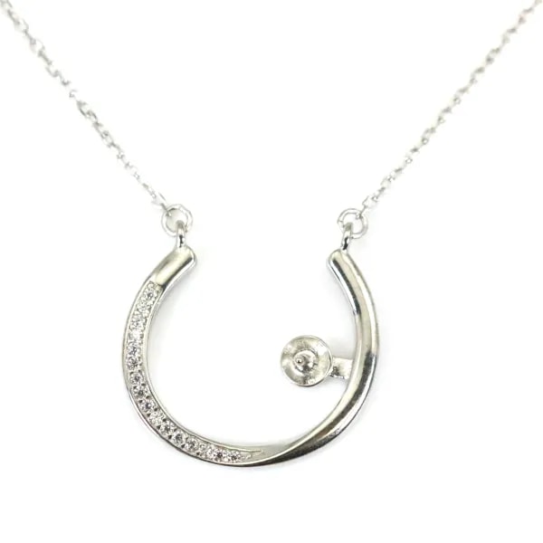 Chaîne en argent 925 rhodié maille ovale & zirconium pour perle semi percé x 45cm