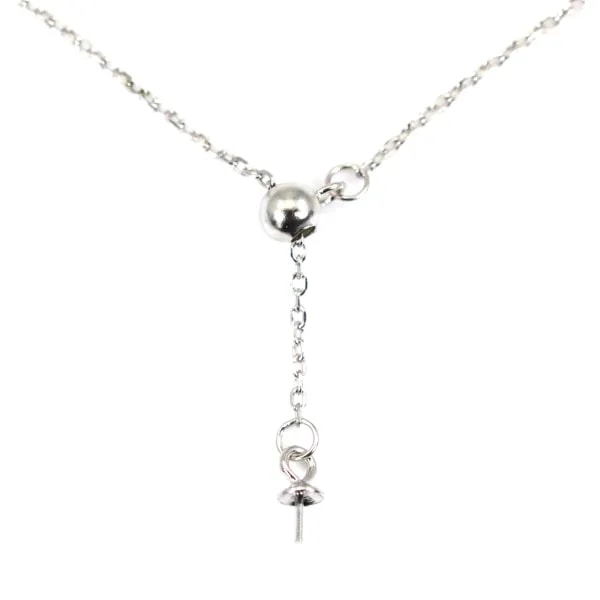 Chaîne en argent 925 rhodié maille ovale pour perle semi percéex 45cm