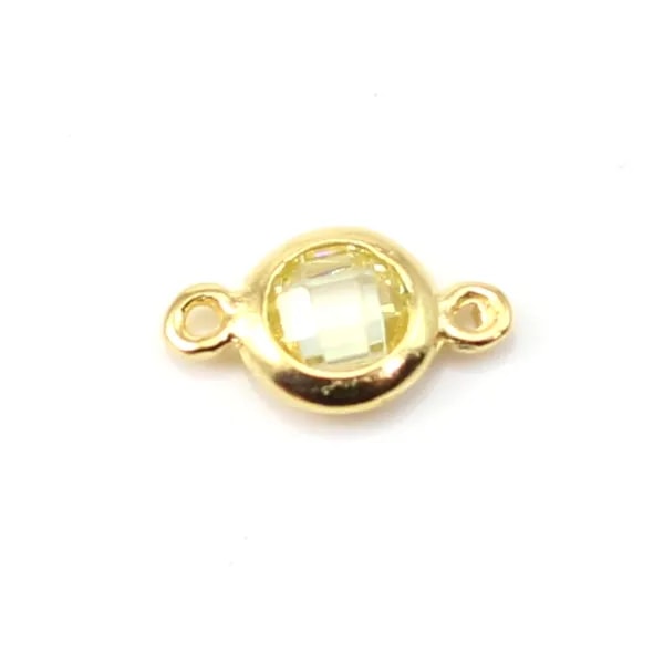 Intercalaire argent 925 doré et zirconium citrine 5x9mm x 1pc