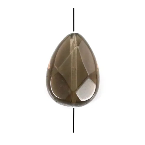 Quartz fumé goutte plate facette 6.5x7mm x 40cm
