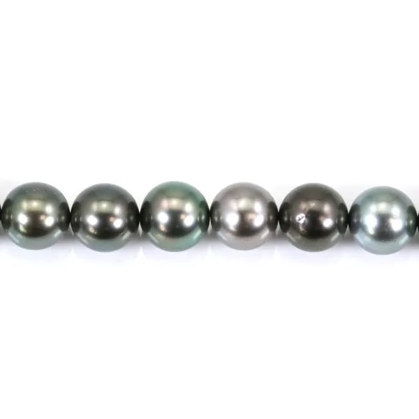 Pérolas negras do Taiti redondas 10-10.6mm - 38 pérolas (38cm) - Qualidade A/B