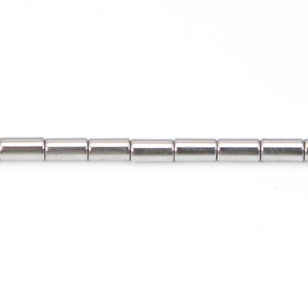 Hématite argenté tube 2x4mm x 10pcs