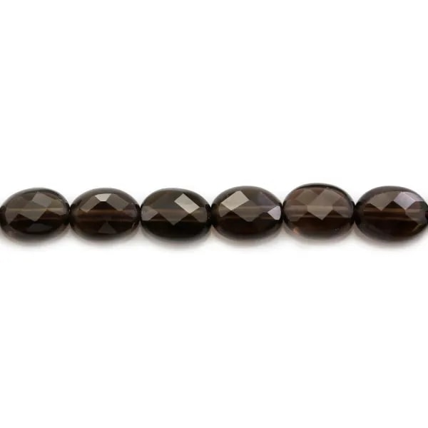 Quartz Fumé Oval Facette 10x14mm x 40cm