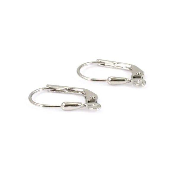 Leverbacks, 925 Sterling Silver  Rhodie 17x9mm x 2pcs