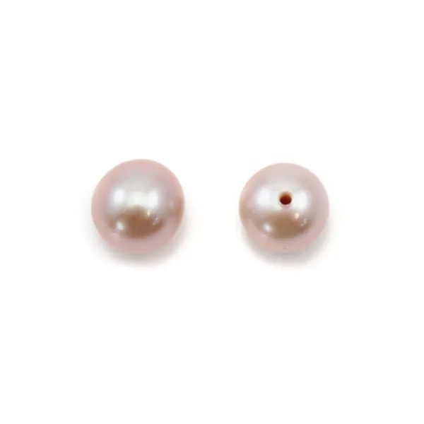 Perle de culture d'eau douce semi-percée, mauve, ronde, 7.5-8mm x 1pc