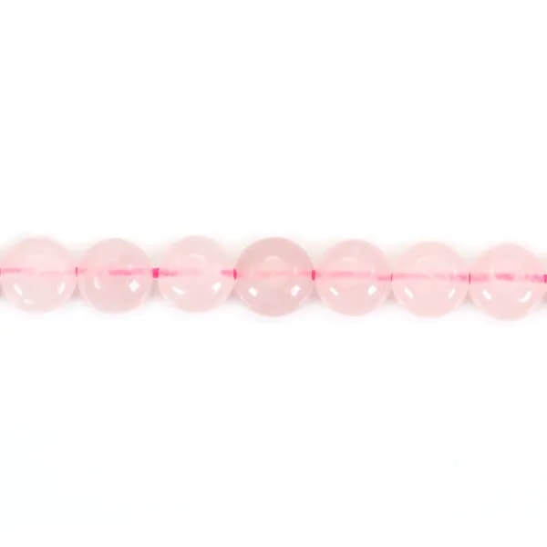 Quartz rose, de forme ronde et plate, 6mm x 40cm