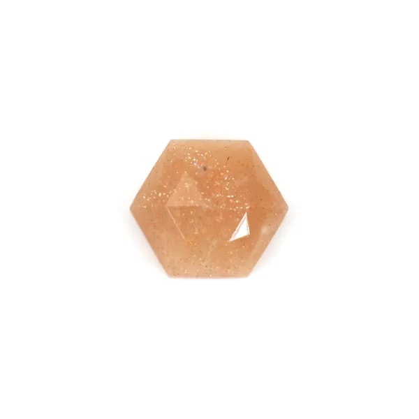Cabochon Pierre de lune orange hexagone facetté 10mm x 1pc