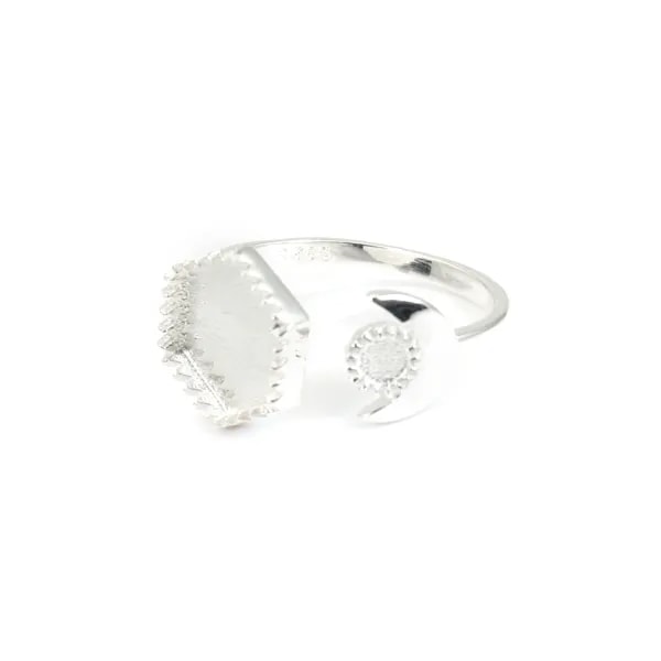 Bague réglable pour cabochon hexagone & rond - Argent 925 x 1pc