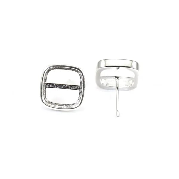 Brinco para cabochão quadrado 9mm - Prata 925 x 2pcs
