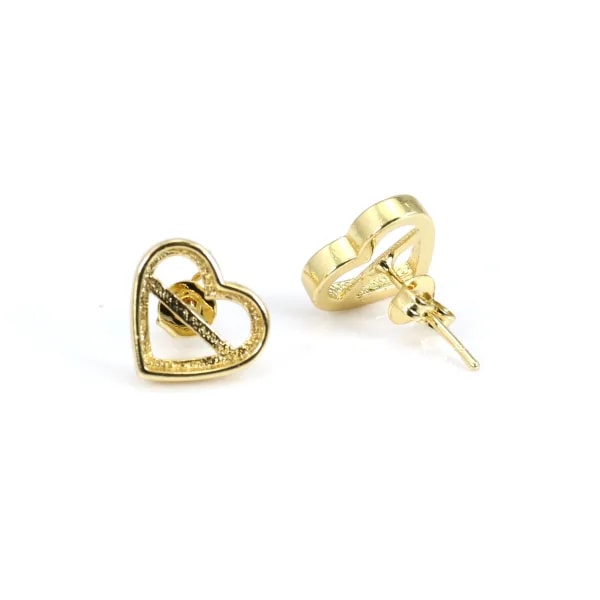 Boucles d'oreilles pour cabochon coeur 9x10mm - Doré x 2pc