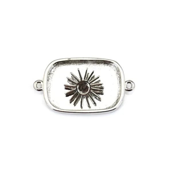 Spacer for rectangle & round cabochon - Silver x 1pc