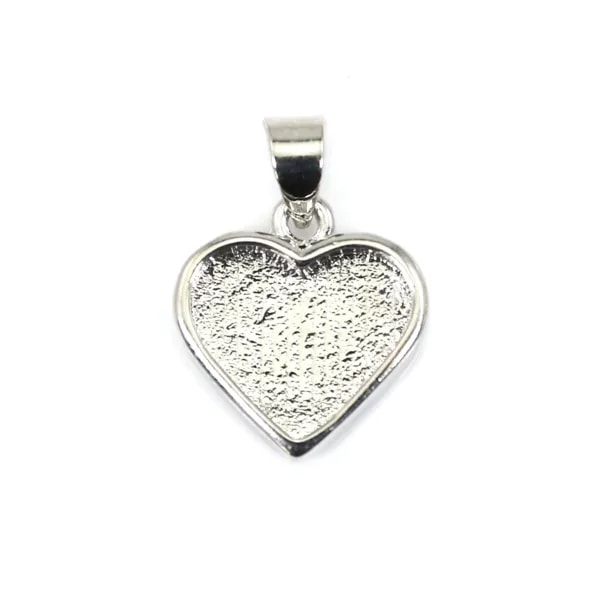 Heart cabochon pendant 9x10mm - Silver plated x 1pc