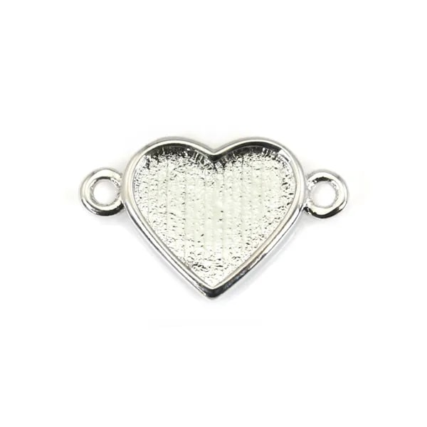 Intercalaire pour cabochon coeur 9x10mm - Argenté x 1pc