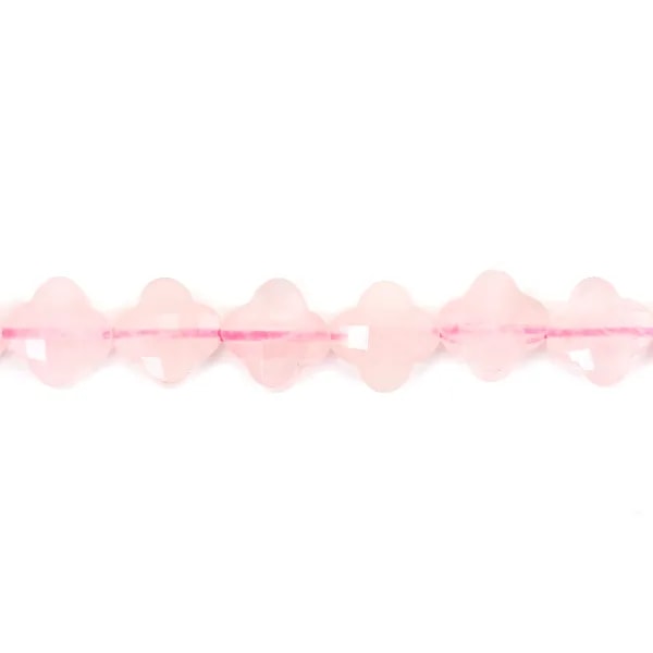Quartz rose trèfle facetté 10mm x 40cm