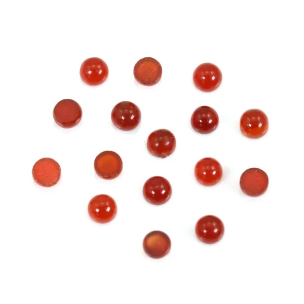 Cabochão redondo de ágata vermelha 3mm x 4pcs