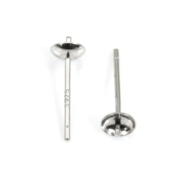 Brincos para semi-perfurados Prata com Ródio 4mm x 4pcs