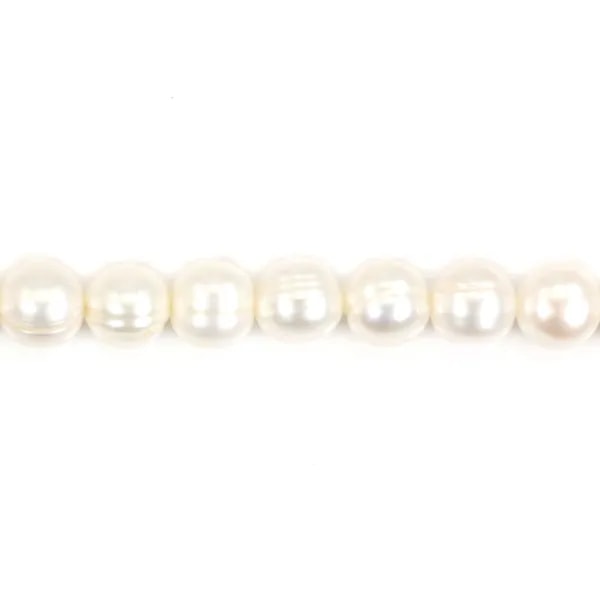 Freshwater cultured pearl, in white color, in round shape, 8-9mm x39 cm