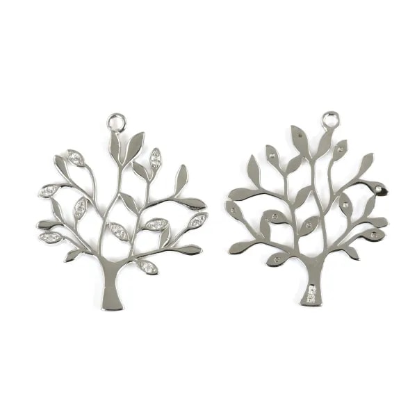 Pendentif arbre 25x30mm - oxyde de zirconium & Argent 925 rhodié x 1pc