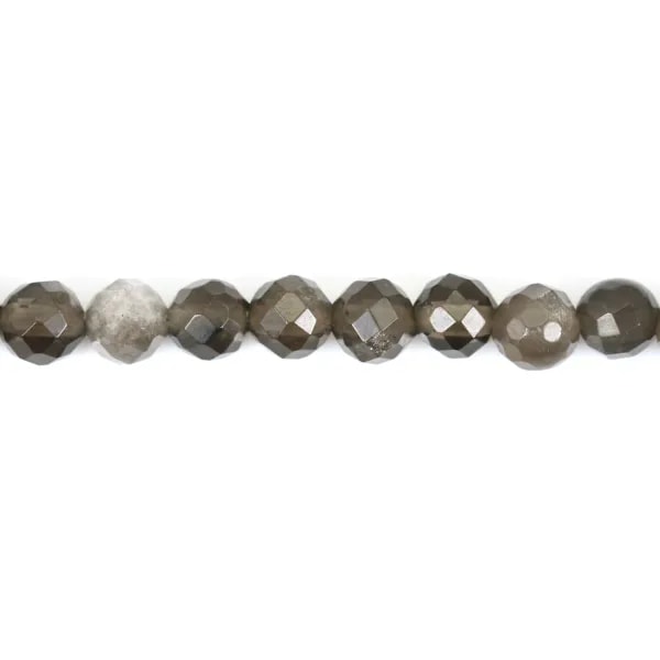 Obisidiana d'argento rotonda sfaccettata 4,5 mm x 39 cm