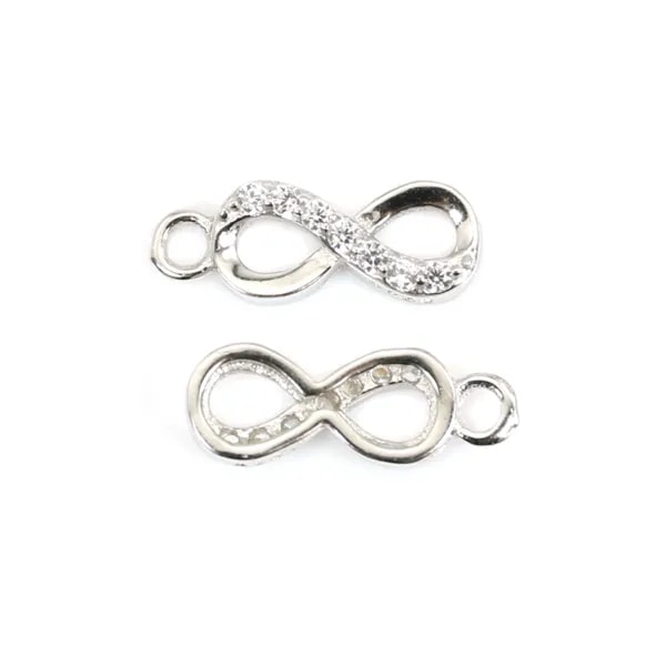 Breloque infini 4.5x12mm - oxyde de zirconium & Argent 925 rhodié x 1pc